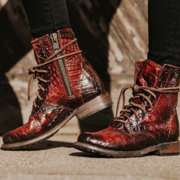 Freebird Manchester Red Croc Boots 